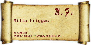 Milla Frigyes névjegykártya